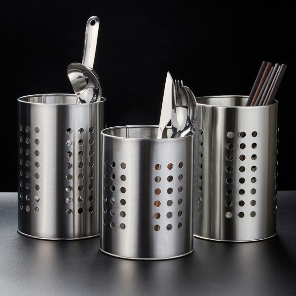 Stainless Steel Utensils Holder for Kitchen Cooking & Tableware Explosion Storage Barrel